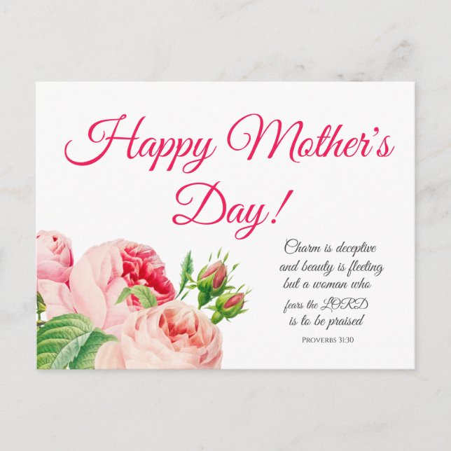 Floral Proverbs 31 Mother's Day Postcard (Front)