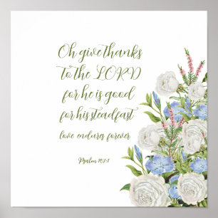 Floral Psalm 107:1 Canvas Print