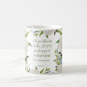 Floral Psalm 107:1 Coffee Mug