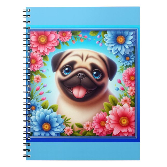 Floral Pug Notebook (Front)