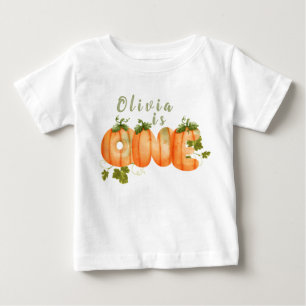 Floral Pumpkin 1st Birthday Fall  Baby T-Shirt
