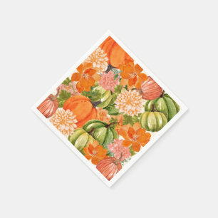 Floral Pumpkin 1st Birthday Fall  Napkin