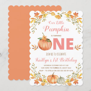 Floral Pumpkin 1st Birthday Party Invitation