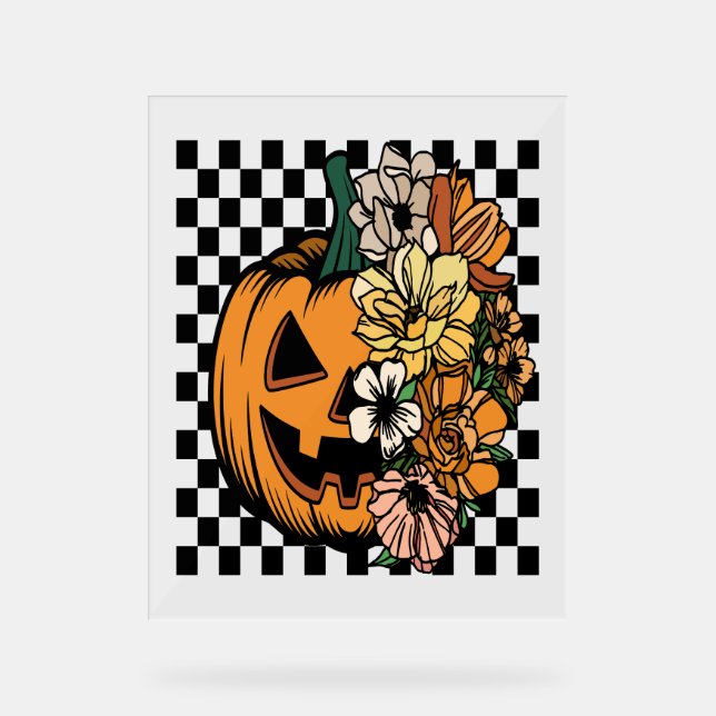 Floral Pumpkin Acrylic Sign (Front)