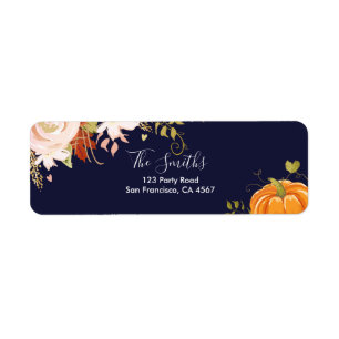 Floral Pumpkin Address Labels Fall Autumn Neutral