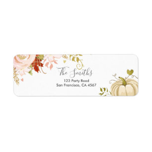 Floral Pumpkin Address Labels Fall Autumn Neutral