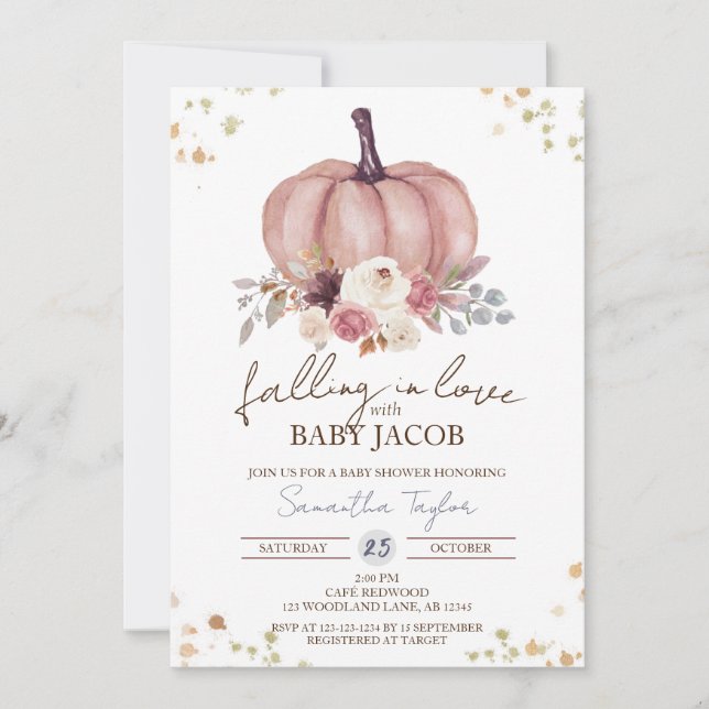 Floral Pumpkin Baby Shower, Autumn Rustic, Fall  Invitation (Front)