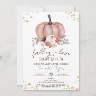 Floral Pumpkin Baby Shower, Autumn Rustic, Fall  Invitation