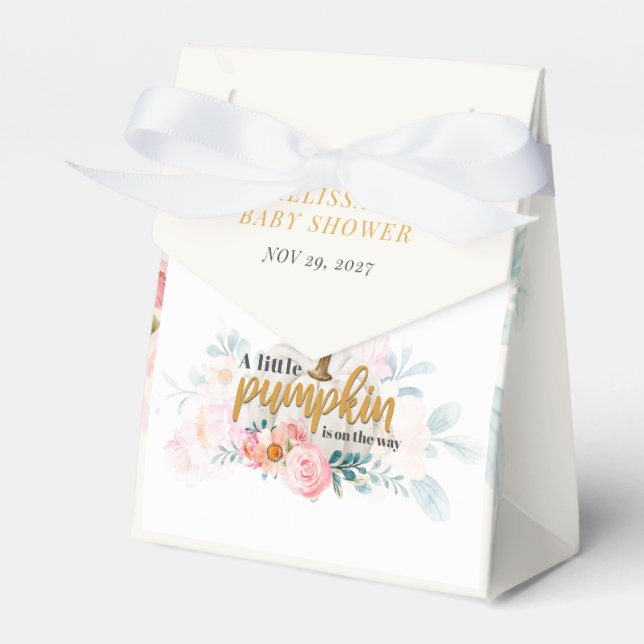Floral Pumpkin Baby Shower Botanical Favour Box (Front Side)