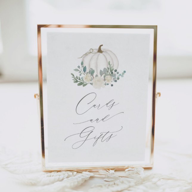 Floral Pumpkin Baby Shower Cards and Gifts Sign (Creator Uploaded)
