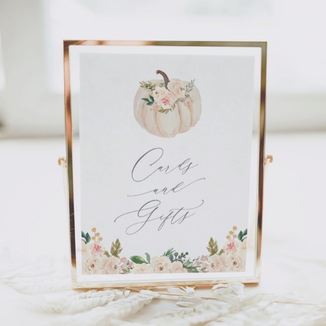 Floral Pumpkin Baby Shower Cards and Gifts Sign (Creator Uploaded)