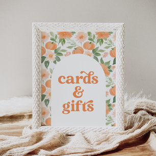 Floral Pumpkin Baby Shower Cards and Gifts Sign