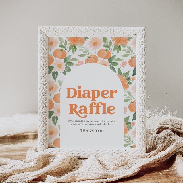 Floral Pumpkin Baby Shower Diaper Raffle Sign (Creator Uploaded)