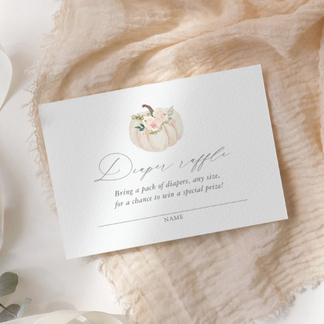 Floral Pumpkin Baby Shower Diaper Raffle Ticket Enclosure Card (Creator Uploaded)