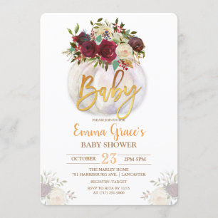 Floral Pumpkin Baby Shower Invitation