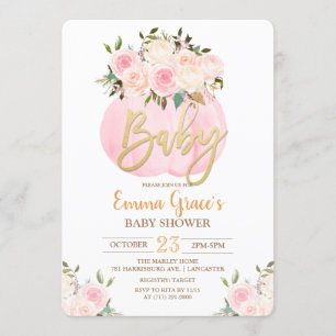 Floral Pumpkin Baby Shower Invitation
