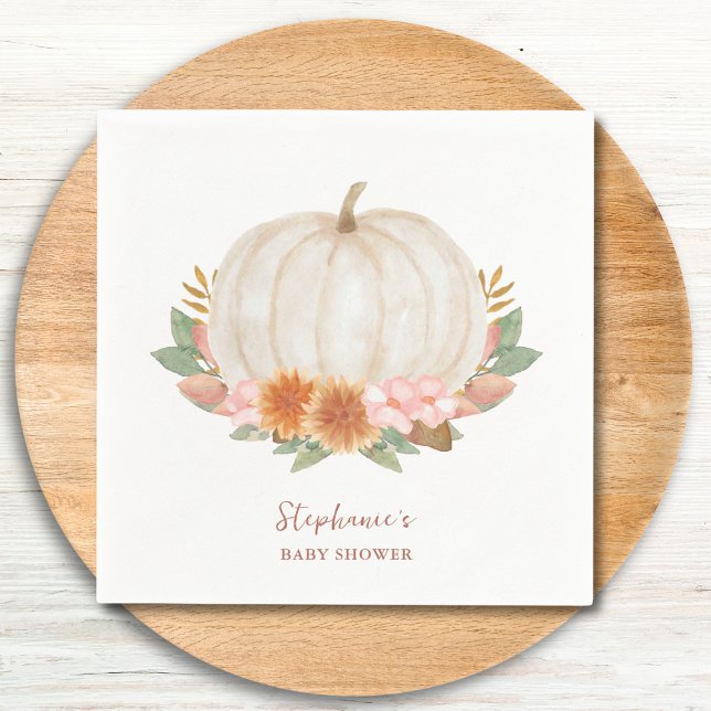 Floral Pumpkin Baby Shower Napkin (Creator Uploaded)