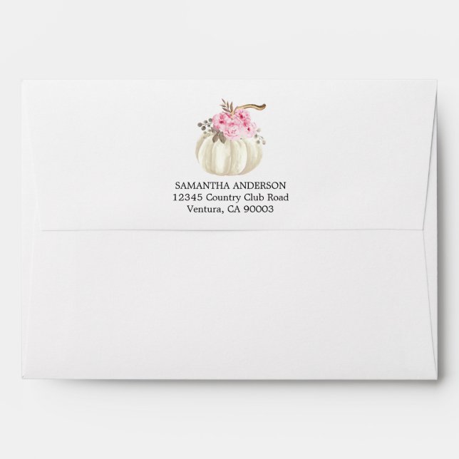 Floral Pumpkin Baby Shower Pink Envelope (Back (Top Flap))