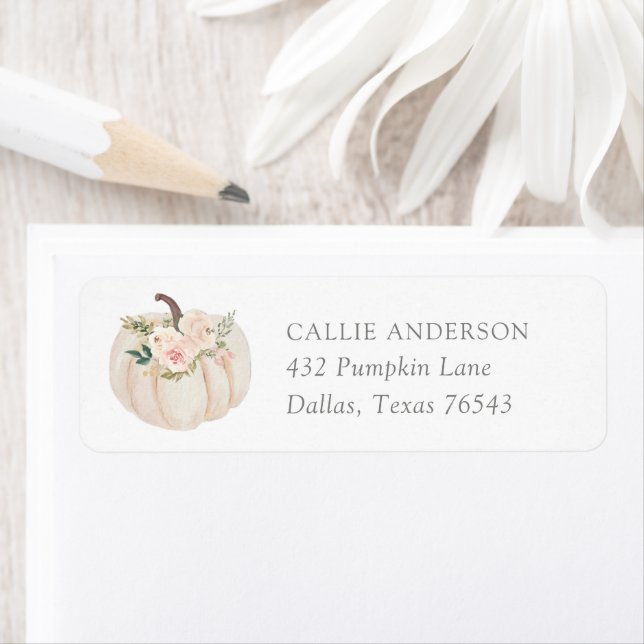 Floral Pumpkin Baby Shower Return Address (Insitu)