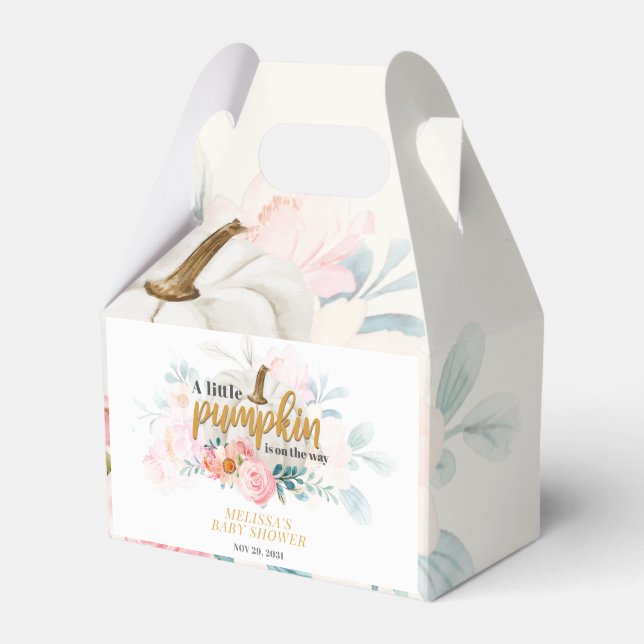 Floral Pumpkin Baby Shower Watercolor Botanical Favour Box (Front Side)