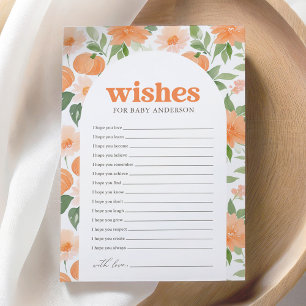Floral Pumpkin Baby Shower Wishes for Baby Card