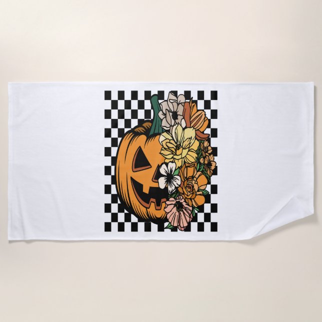 Floral Pumpkin Beach Towel (Front)