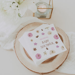 Floral Pumpkin Blush Pink Baby Shower Napkin