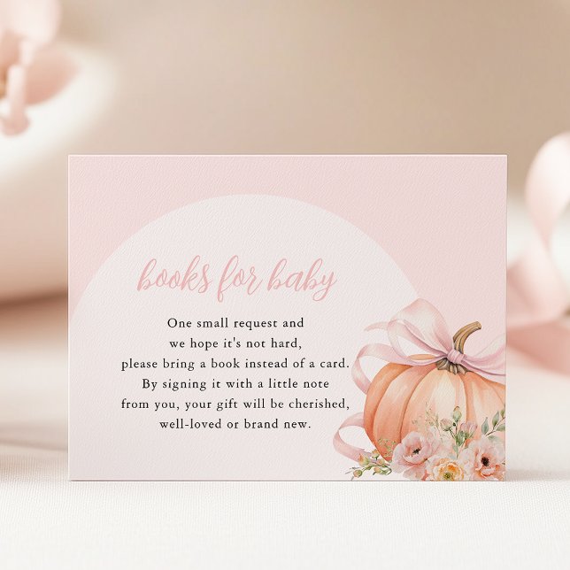 Floral Pumpkin Bow Baby Shower Books for Baby Enclosure Card (Creator Uploaded)