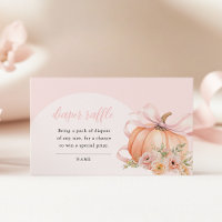 Floral Pumpkin Bow Baby Shower Diaper Raffle