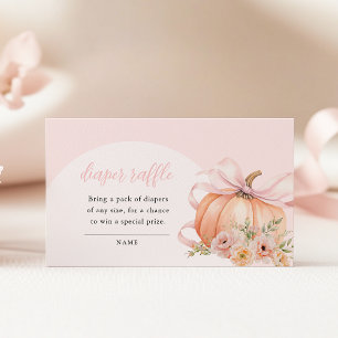 Floral Pumpkin Bow Baby Shower Diaper Raffle Enclosure Card