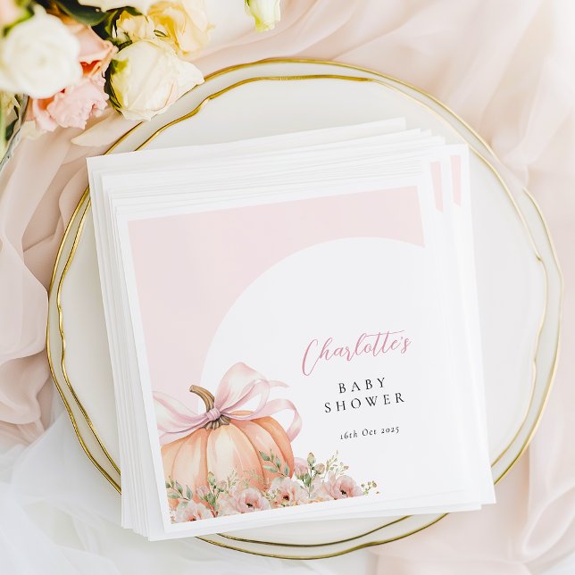 Floral Pumpkin Bow Baby Shower Napkin (Creator Uploaded)