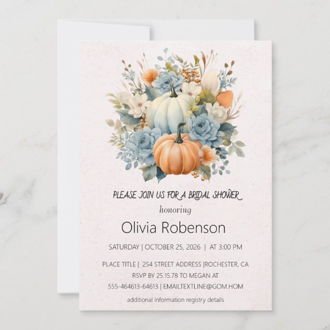Floral Pumpkin Bridal Shower Invitation  (Front)