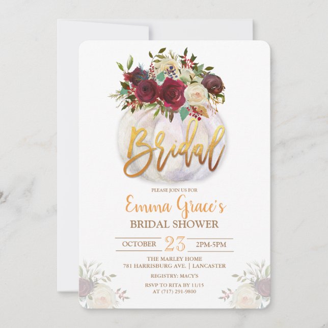 Floral Pumpkin Bridal Shower Invitation (Front)