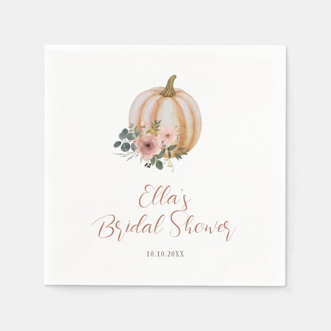 Floral Pumpkin Bridal Shower Napkin (Front)