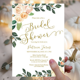 Floral Pumpkin Budget Fall Bridal Shower Invitate