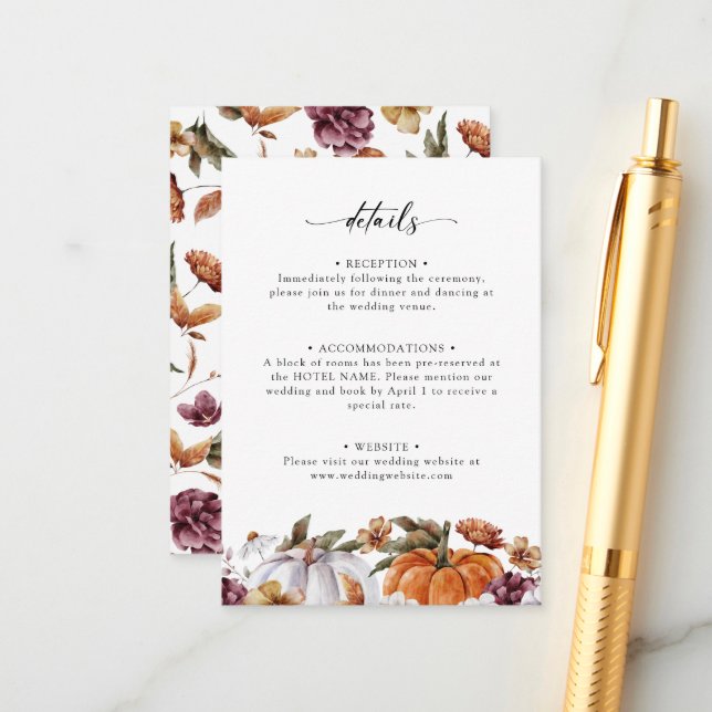 Floral Pumpkin Enclosure Card (Front/Back In Situ)