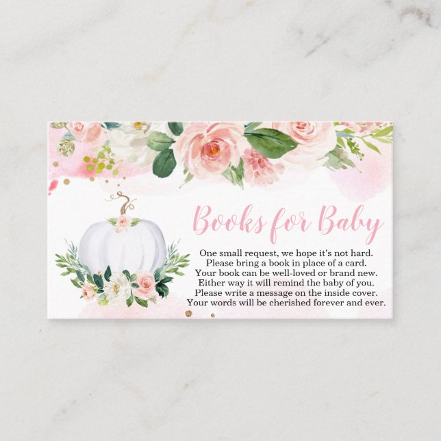 Floral Pumpkin Fall Baby Shower Books Business Card (Front)