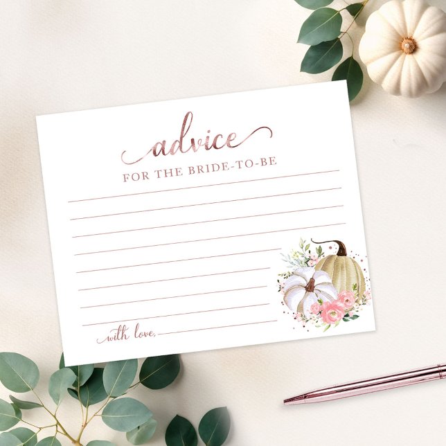 Floral Pumpkin Fall Bridal Shower Advice Cards (Creator Uploaded)
