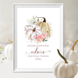 Floral Pumpkin Fall Bridal Shower Advice Sign