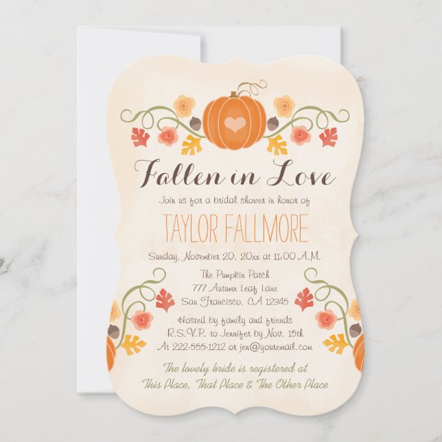 Floral Pumpkin Fall Bridal Shower Invitation (Front)