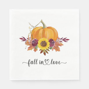 Floral Pumpkin Fall Bridal Shower Paper Napkin