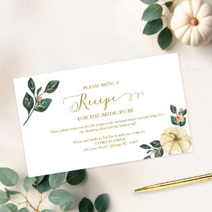 Floral Pumpkin Fall Bridal Shower Recipe Request Enclosure Card