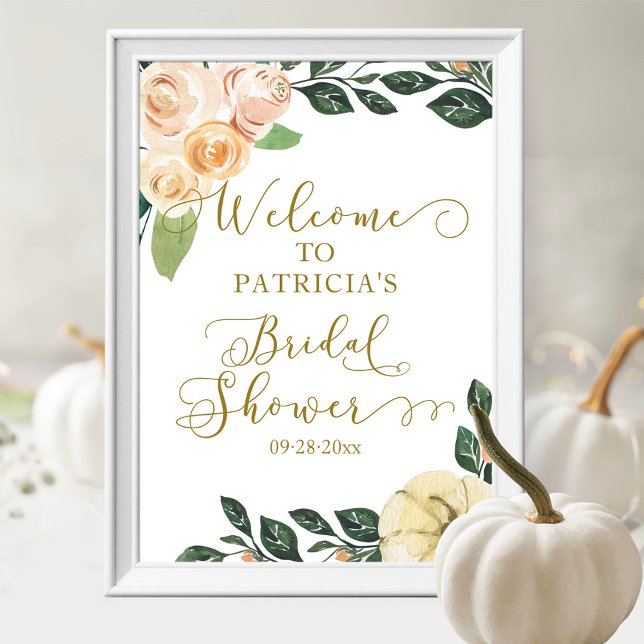 Floral Pumpkin Fall Bridal Shower Welcome Sign  (Creator Uploaded)