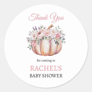 Floral Pumpkin Fall Thank You Classic Round Sticker