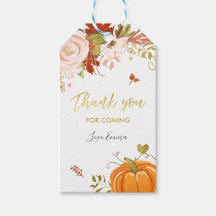 Floral Pumpkin Favour Tag Autumn Fall Thank you