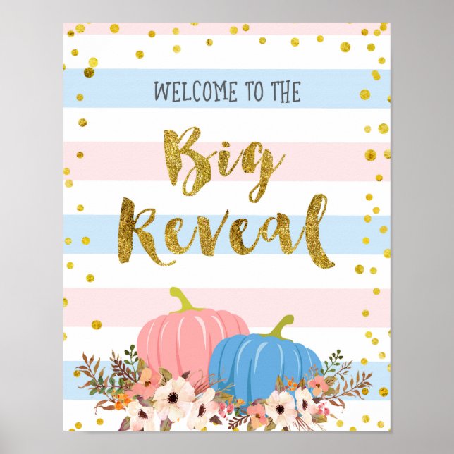 Floral Pumpkin Gender Reveal Welcome Sign (Front)