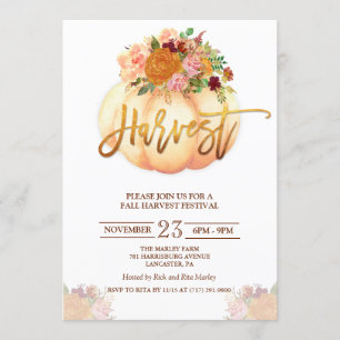 Floral Pumpkin Harvest Festival Invitation