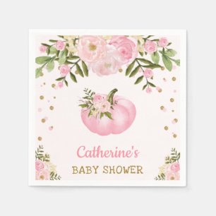 Floral Pumpkin Paper Napkin Fall Autumn Baby Girl