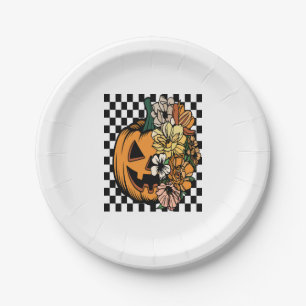 Floral Pumpkin Paper Plate