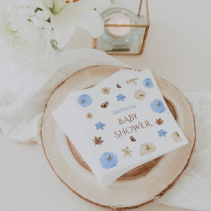 Floral Pumpkin Pastel Blue Baby Shower Napkin